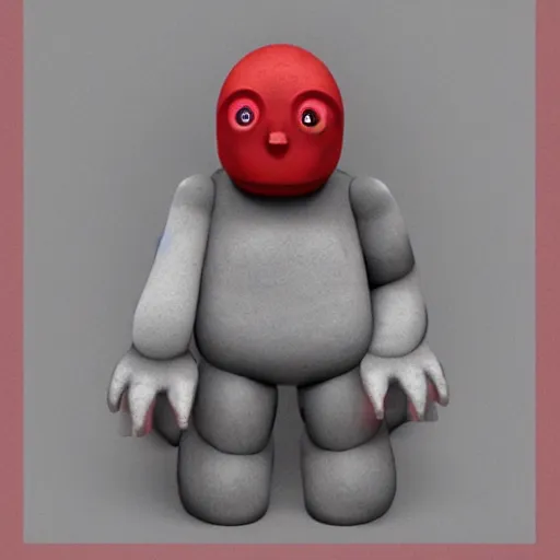 Prompt: a baby magma golem, grey and red colours