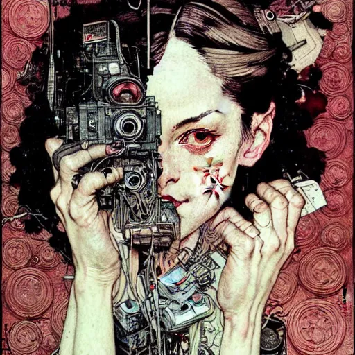 Image similar to portrait painted in norman rockwell style drawn by vania zouravliov and takato yamamoto, inspired by cyberpunk, intricate acrylic gouache painting, high detail, sharp high detail, artstation