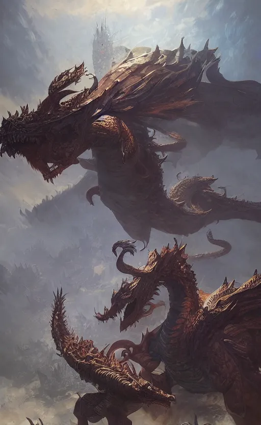 Image similar to travelling merchant is attacked by two dragons, solar field plains, front game card, drark, marvel comics, dark, intricate, highly detailed, smooth, artstation, digital illustration by ruan jia and mandy jurgens and artgerm and wayne barlowe and greg rutkowski and zdislav beksinski