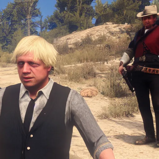 Image similar to Boris Johnson in Red Dead Redemption 2, game screenshot