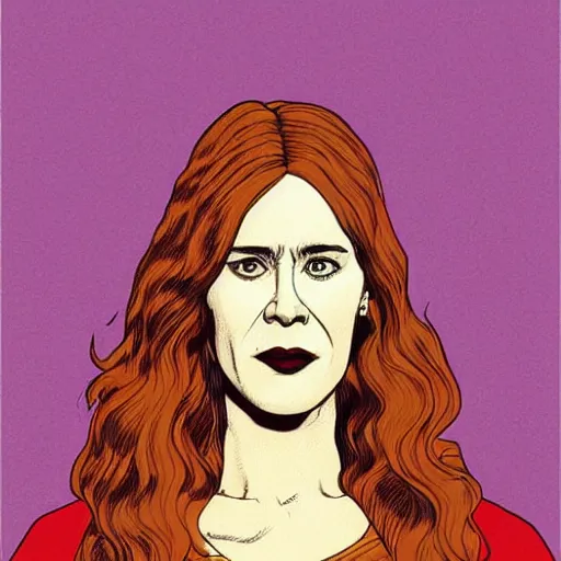 Prompt: sarah paulson retro minimalist portrait by jean giraud, moebius starwatcher comic, 8 k