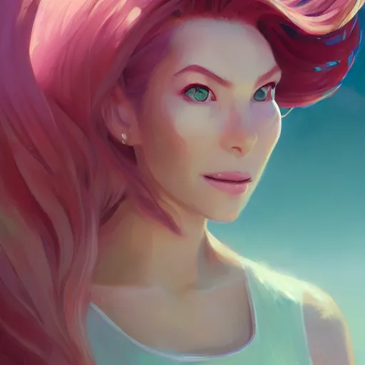 Image similar to painted portrait of princess ariel, fantastically pastel colors, octane render, matte painting concept art, official fanart behance hd artstation by jesper elsing, by rhads and makoto shinkai and lois van baarle and ilya kuvshinov and rossdraws