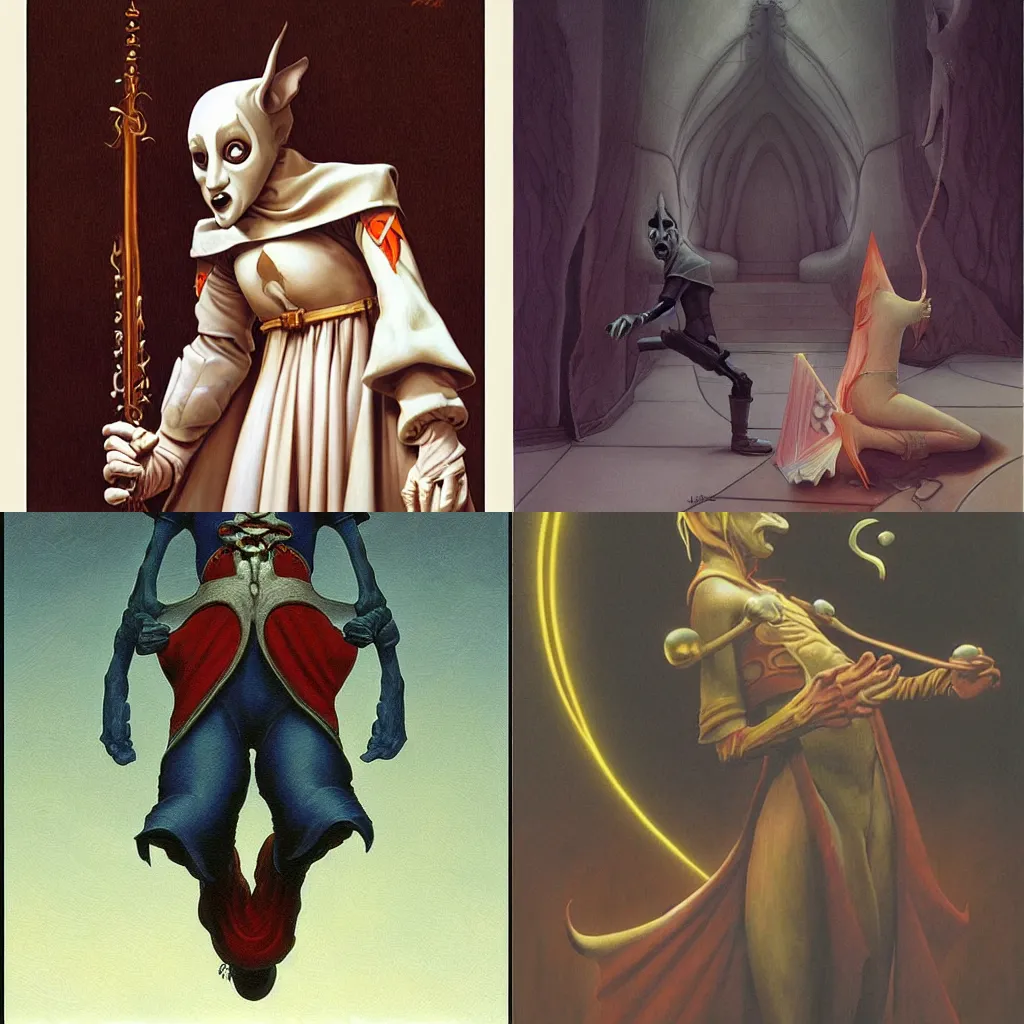 Prompt: jester's hymn, digital art, dark fantasy, highly detailed, no crop, art by ralph mcquarrie