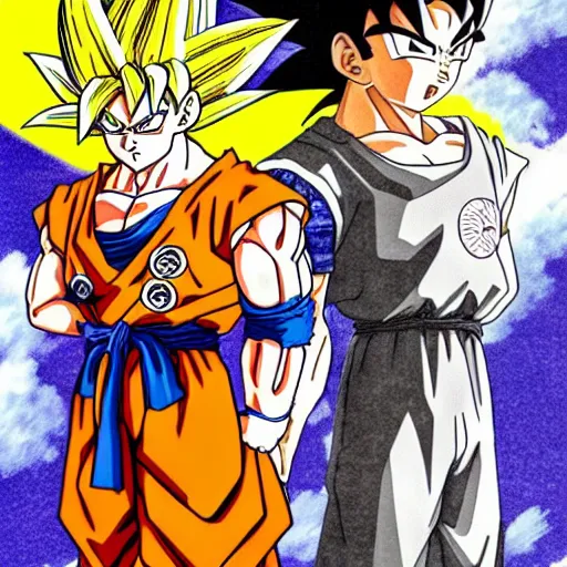 Image similar to Goku and the dragon ball character drawn by the studio ghibli art style