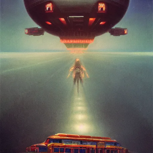 Prompt: a ufo being transported inside of a large train, beksinski, wayne barlowe, very coherent symmetrical artwork, cinematic, hyper realism, high detail, octane render, 8 k