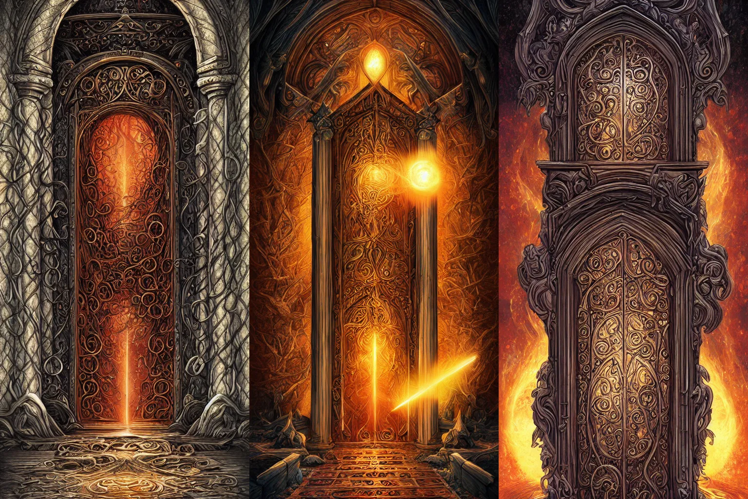 Prompt: the gate to the eternal kingdom of scrolls, fantasy, digital art, hd, detailed.