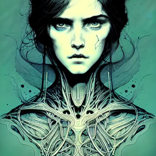 Image similar to portrait soft light, by killian eng and joe fenton and bernie wrightson and conrad roset, inspired by elysium movie, etching, fine, sharp high detail,