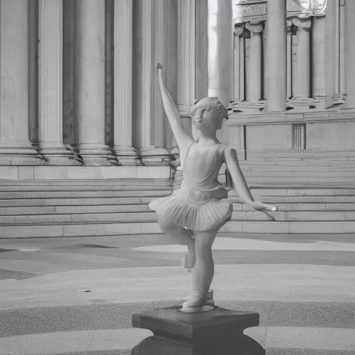 Image similar to a marble statue of a girl doing ballet, 5 0 mm lens, f 1. 4, sharp focus, ethereal, emotionally evoking, head in focus, volumetric lighting, 8 k