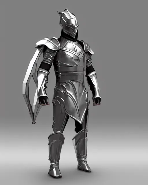 Prompt: fantasy armor, clean, shiny silver armor with gold trim, trending on artstation, flat shading, extremely smooth, orthographic front view, professional