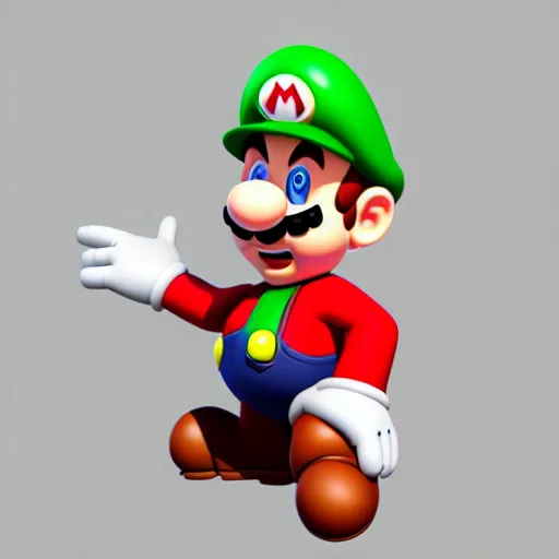 Image similar to an image of a mario bros character, an ambient occlusion render by Miyamoto, polycount, superflat, prerendered graphics, physically based rendering, unreal engine 5