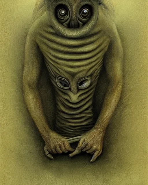 Prompt: a surreal painting of a strange creature by anton semenov and dariusz zawadzki and daryl mandryk