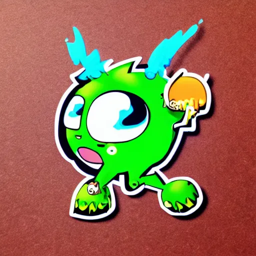 Image similar to cute monster skateboarding, sticker art, vector art, deviantart cronobreaker, graffiti, skateboard art, beeple, @ cronobreak on twitter. com,