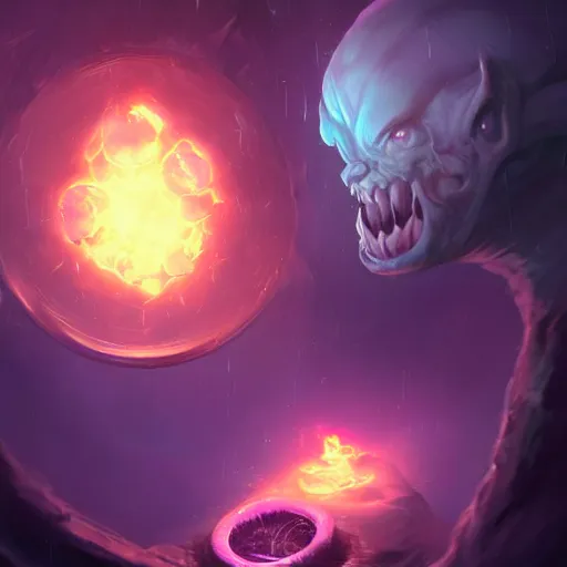 Prompt: monster embryo, glowing incubated human embryo, magic smoke surrounding, violet and dark theme. dark masterpiece trending on artstation, 8 k, sharp high quality artwork in style of jose daniel cabrera pena and greg rutkowski, concept art by tooth wu, blizzard warcraft artwork, hearthstone artwork