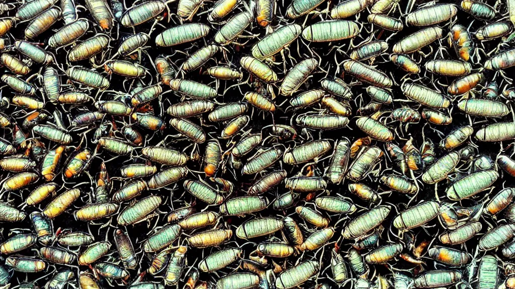 Prompt: an army of giant bugs