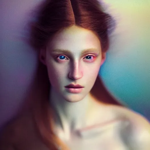 Prompt: photographic portrait of a stunningly beautiful renaissance female with iridescent glow, in soft dreamy light at sunset, contemporary fashion shoot, by edward robert hughes, annie leibovitz and steve mccurry, david lazar, jimmy nelsson, extremely detailed, hyperrealistic, perfect face, octane render