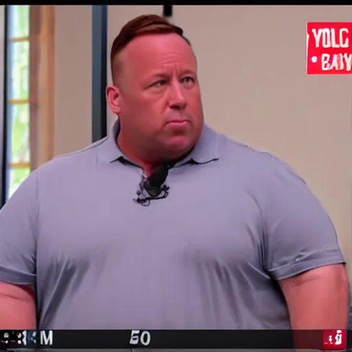 Image similar to screengrab of overweight alex jones on my 6 0 0 - lb life
