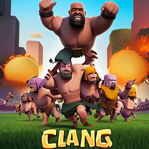 Image similar to clash of clans film poster concept featuring Kanye