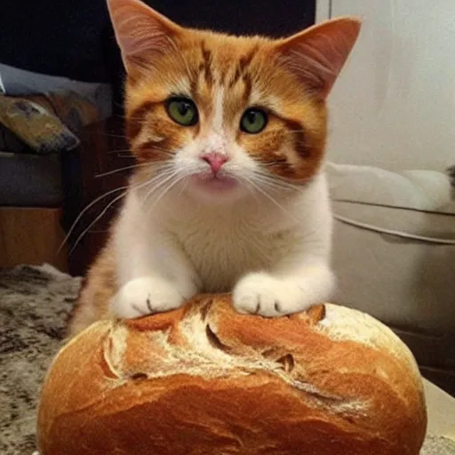 Prompt: You probably thought I was a loaf of bread, but I'm not bread, I'm a cat! Please don't eat me!!!