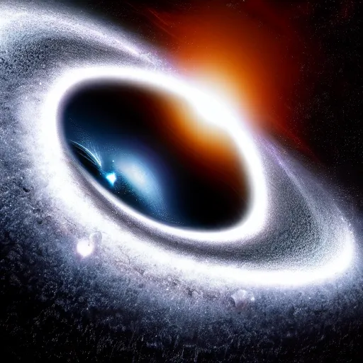 Prompt: hyper realistic detailed image of a black hole sucking up a whole galaxy, realistic, hdr, clear image, hdd, rtx on,