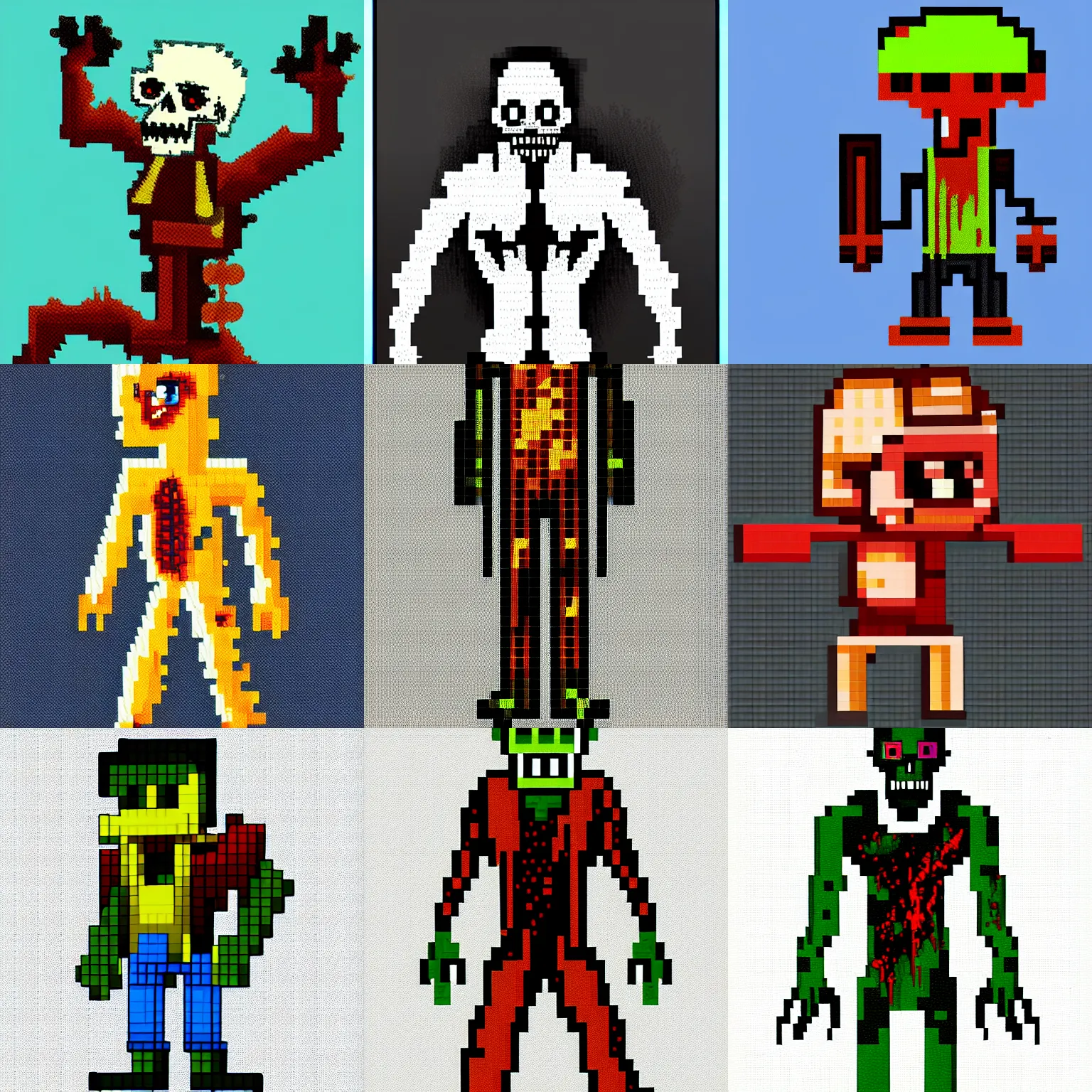 Prompt: a zombie, ultra detailed, pixel art, full body, high resolution, white background