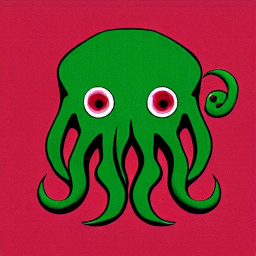 Image similar to a cute cthulhu icon drawn in the style of rockwell kent