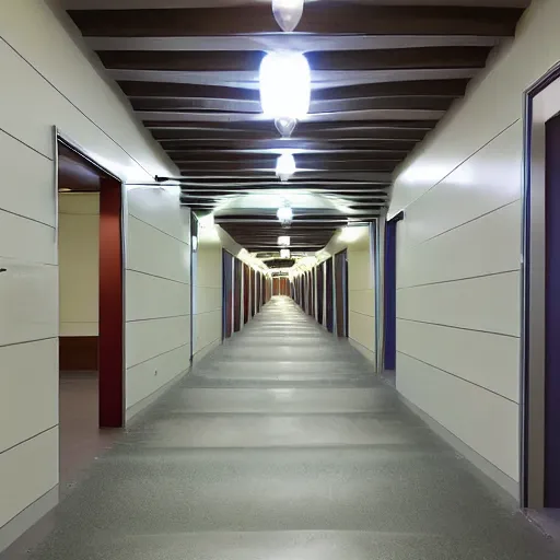 Prompt: infinite corridor where the floor is a water slide