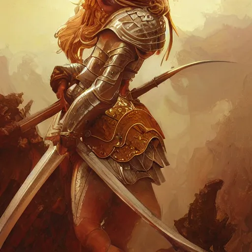 Prompt: Portrait of a beautiful female knight wielding a claymore, D&D, fantasy, intricate, elegant, highly detailed, digital painting, artstation, character concept art, character design, smooth, sharp focus, illustration, art by artgerm and greg rutkowski and alphonse mucha