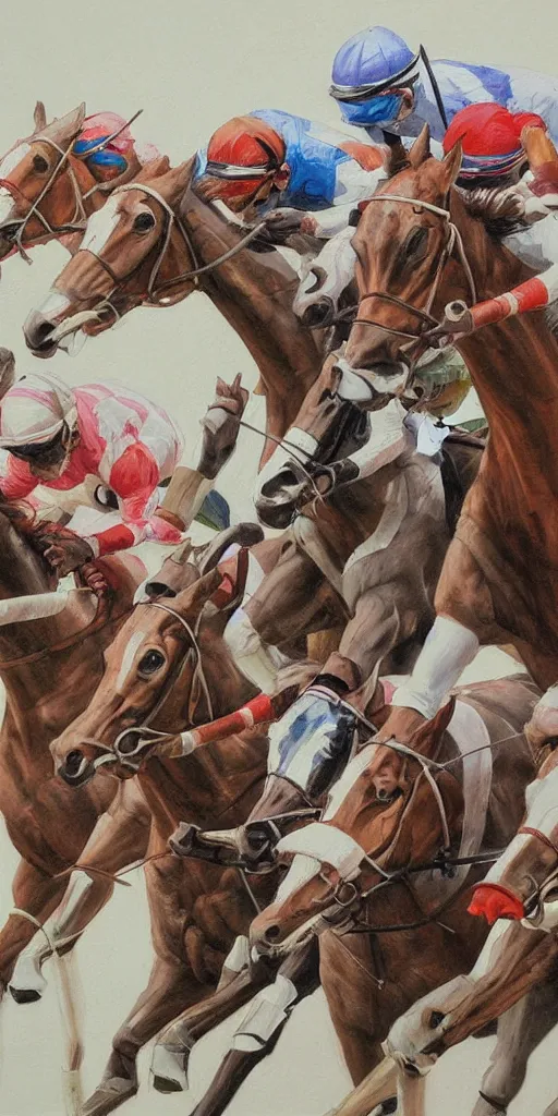 Prompt: oil painting scene from Horse racing by kim jung gi