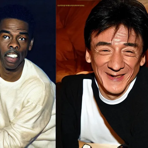 Prompt: jackie chan smoking weed with chris rock