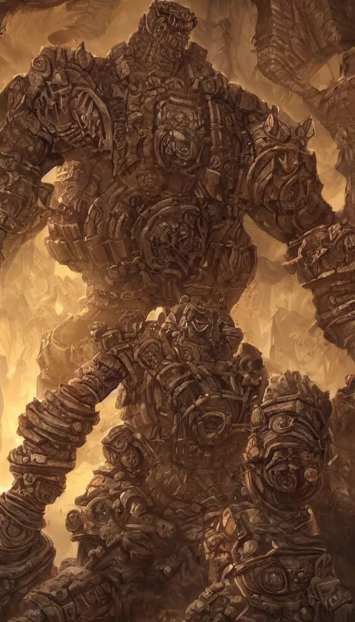 Prompt: A giant sandstone golem, intricate, detailed, World of Warcraft concept art, award winning drawing,