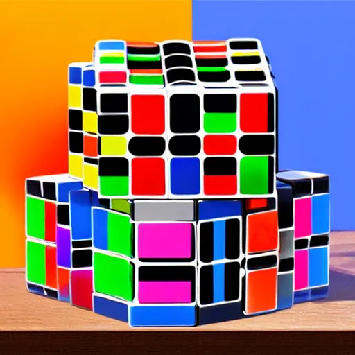 Image similar to rubiks cube skull, glossy, plastic, colorful