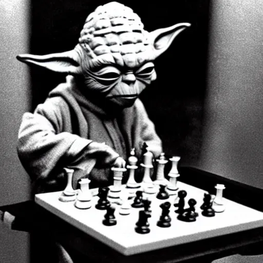 Image similar to photo of yoda playing chess