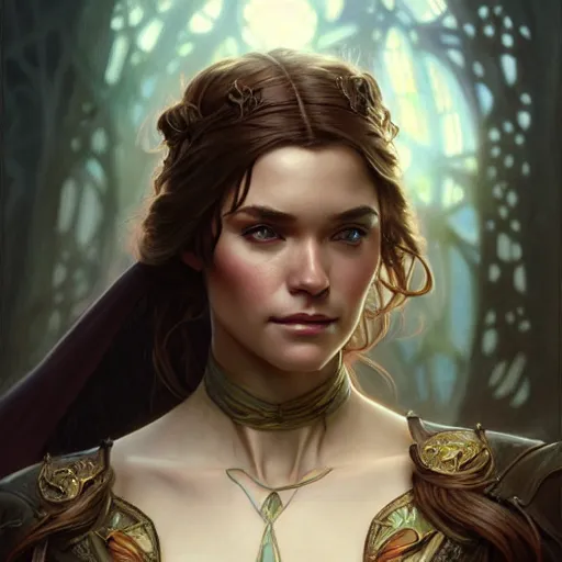 Image similar to Antony Starr closeup, D&D style, fantasy, intricate, elegant, highly detailed, digital painting, artstation, concept art, matte, sharp focus, illustration, art by Artgerm and Greg Rutkowski and Alphonse Mucha