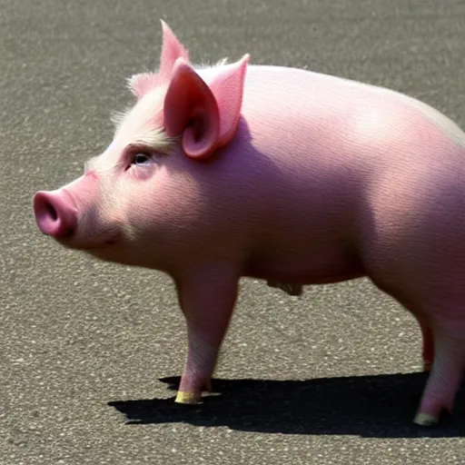 Image similar to an inside-out pig riding a bicycle