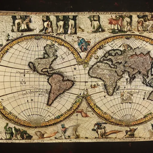 Prompt: a detailed ancient map of latent space