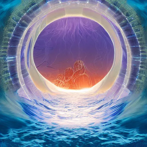 Prompt: a portal to another dimension in the sea,digital art