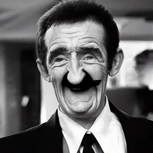 Prompt: Still shot of Barry Chuckle in the film Resevoid Dogs (1992)