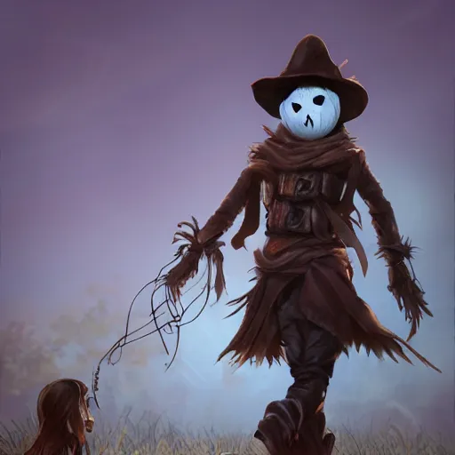 Image similar to scarecrow hunt, artstation