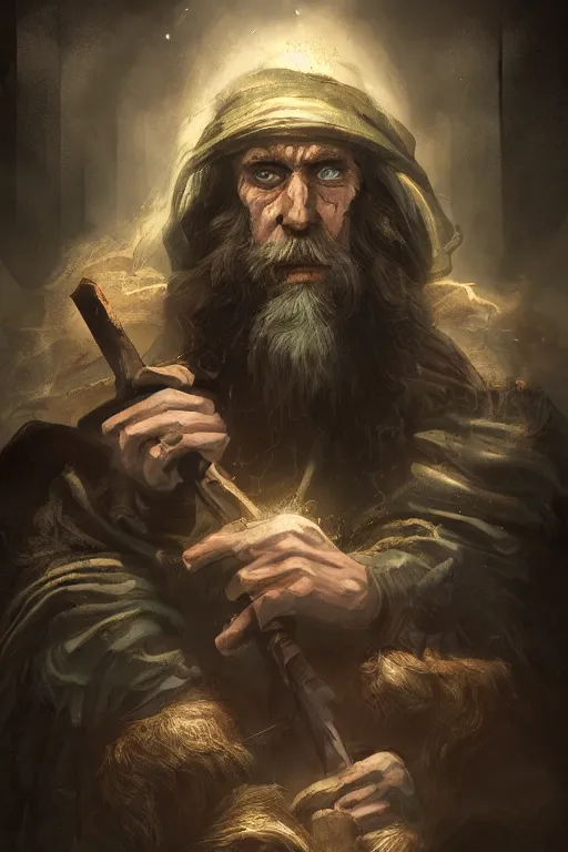 Image similar to the hermit from major arcana character concept art, digital painting, mixed media, trending on artstation and deviantart, epic composition, magnum opus, highly detailed, 8 k