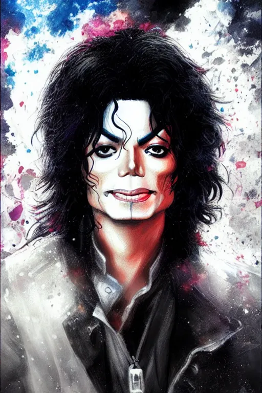 Image similar to michael jackson, manga cover art, detailed color portrait, artstation trending, 8 k, greg rutkowski