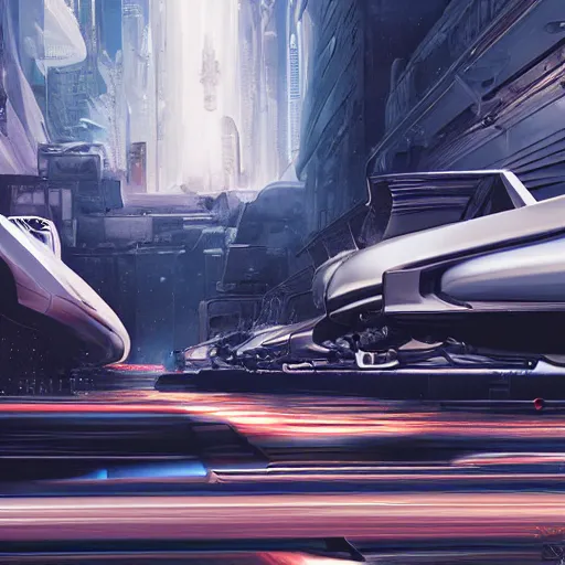 Image similar to sci-fi cars 50% of canvas in center and wall near structure on the coronation of napoleon painting and digital billboard in the middle and everything in style of zaha hadid and suprematism forms unreal engine 5 keyshot octane artstation trending bladerunner lighting ultra high detail ultra photo realistic 8k 16k in plastic dark tilt shift