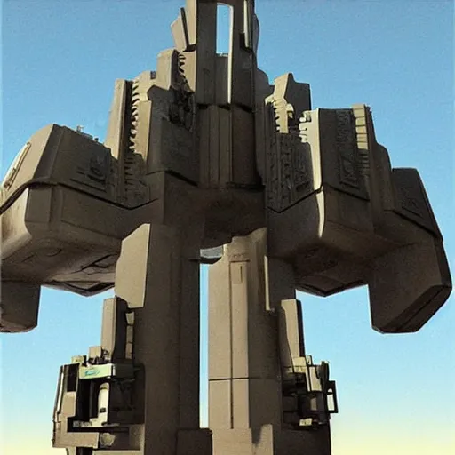 Image similar to Sci-Fi industrial futuristic Brutalism huge carrier vehicle desert