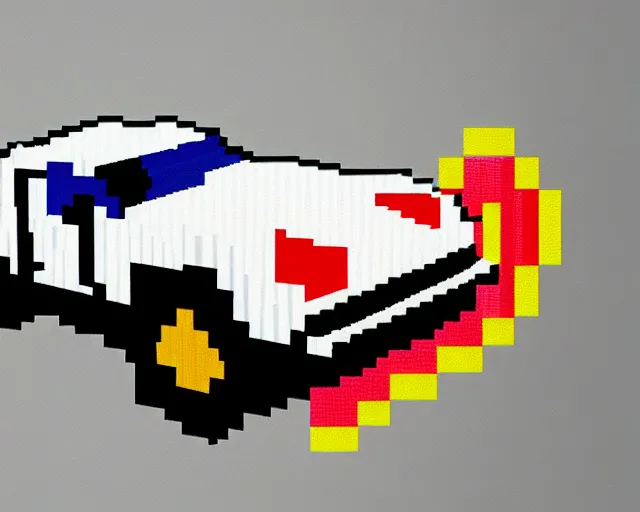 Prompt: pixel art car, from behind in the style of powerdrift sega 16bit