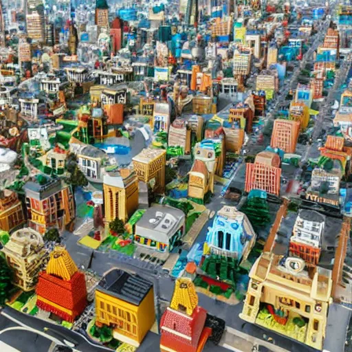 Image similar to life sized city made of lego, trending on artstation