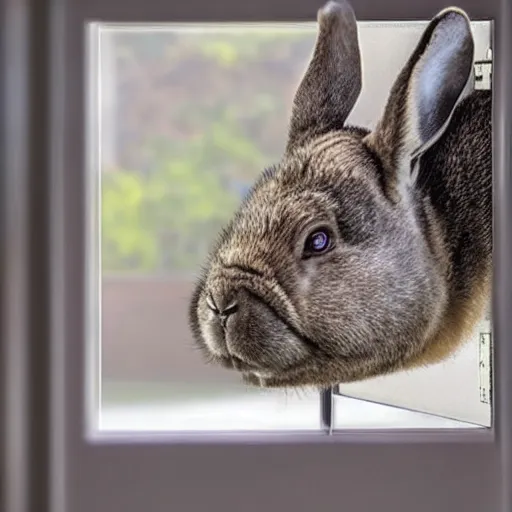 Image similar to big chungus staring at a ring doorbell