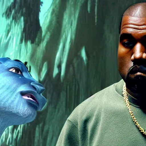 Prompt: kanye west as a character in avatar ( 2 0 0 9 )