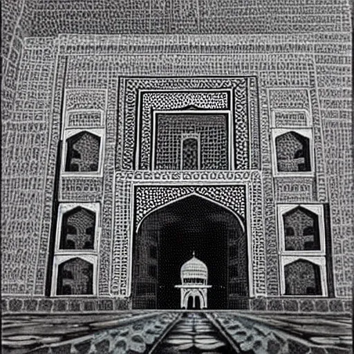 Prompt: the taj mahal made out of cubes