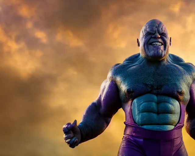 Image similar to danny devito as thanos, cinematic, anamorphic, dramatic, 4 0 mm f / 2. 8