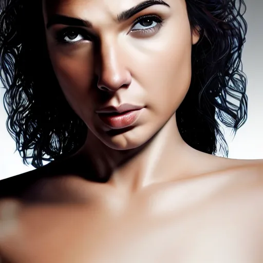 Image similar to mixed race Gal Gadot, realistic, photo studio, HDR, 8k, trending on artstation