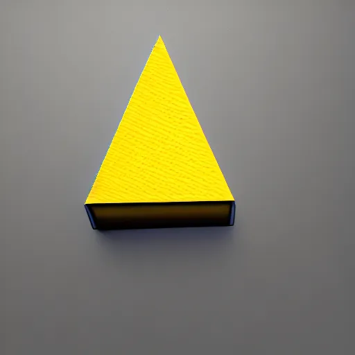 Image similar to a yellow triangle made of bricks with a top hat answering a phone, hyperrealism